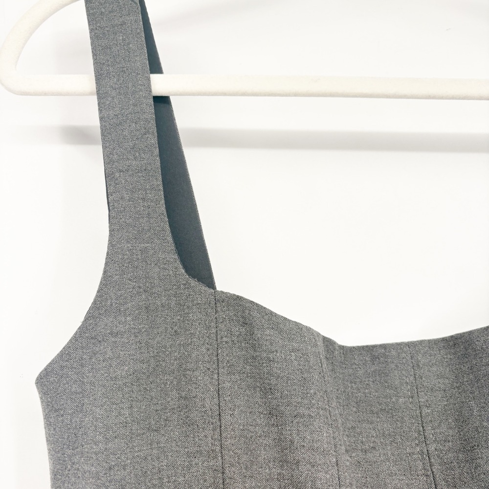 Zara Womens Office Siren Grey Structured Seamed Minimalist Corset Top Size M - Picture 3 of 8